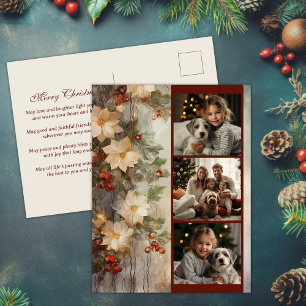 Christmas Irish Blessing 3 Photo Winter Flowers Holiday Postcard