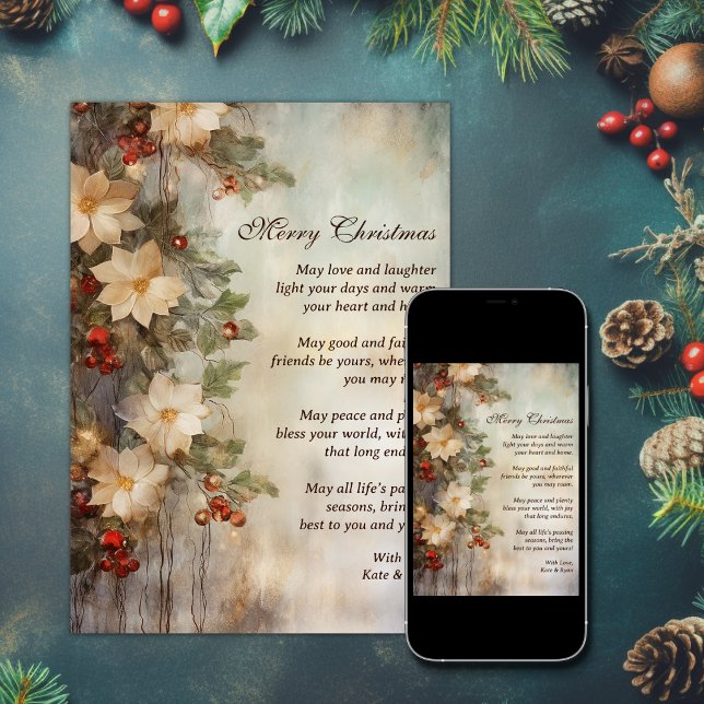 Christmas Irish Blessing | Pretty Winter Flower Holiday Card (Christmas Irish Blessing Pretty Winter Flower Holiday Card
)