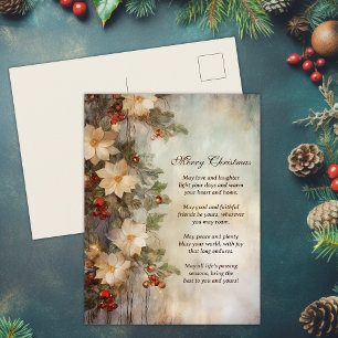 Christmas Irish Blessing Pretty Winter Flower Holiday Postcard