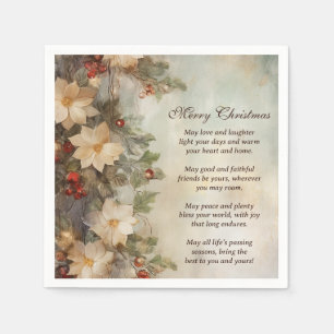 Christmas Irish Blessing Pretty Winter Flowers Napkins