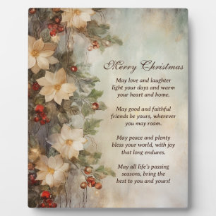 Christmas Irish Blessing Pretty Winter Flowers Plaque