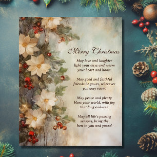 Christmas Irish Blessing   Pretty Winter Flowers Poster