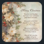 Christmas Irish Blessing | Pretty Winter Flowers Square Sticker<br><div class="desc">Embrace the warmth of the season with our Christmas Irish Blessing Stickers adorned with beautiful winter flowers. Blessing - "May love and laughter light your days and warm your heart and home. May good and faithful friends be yours, wherever you may roam. May peace and plenty bless your world, with...</div>