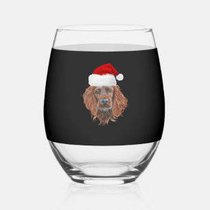 Christmas Irish Setter Classic T-Shirt Stemless Wine Glass