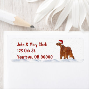 Christmas Irish Setter In Snow Label