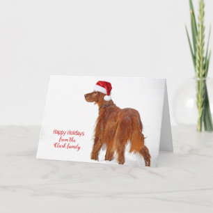 Christmas Irish Setter in snowflakes Card
