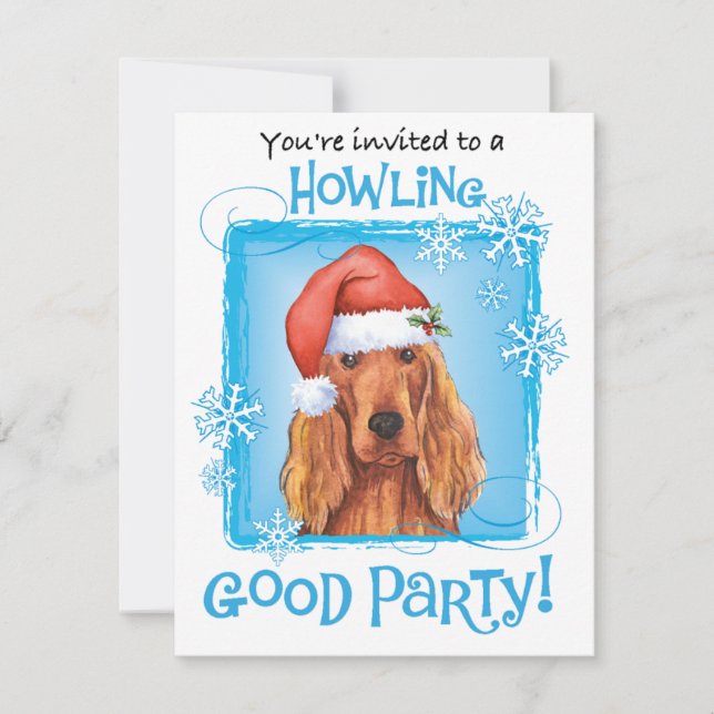 Christmas Irish Setter Invitation (Front)