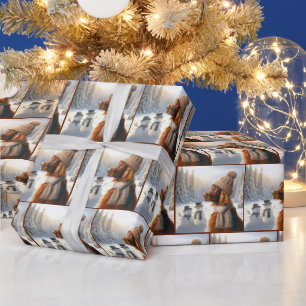 Christmas Irish Setter With Snowmen Wrapping Paper