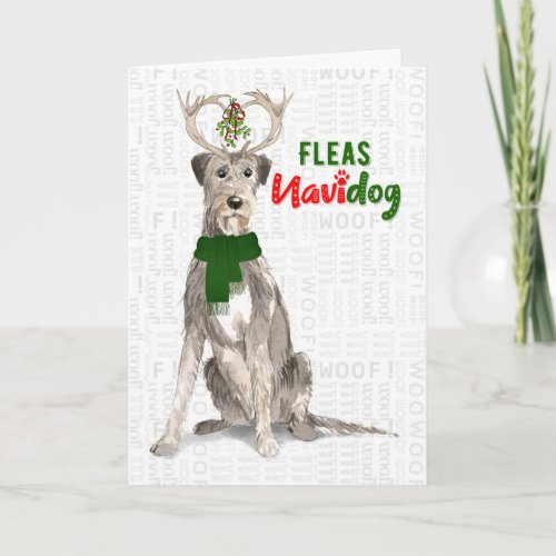 Christmas Irish Wolfhound Dog Fleas NaviDOG Holiday Card