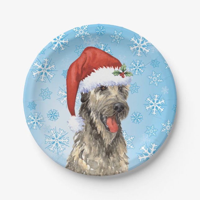 Christmas Irish Wolfhound Paper Plates (Front)