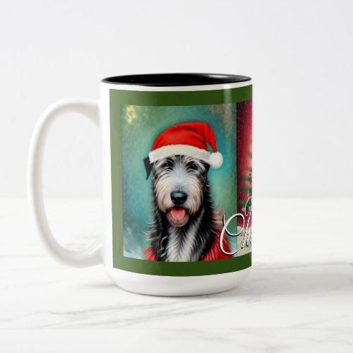  Christmas Irish Wolfhounds and Tree Two_Tone Coffee Mug