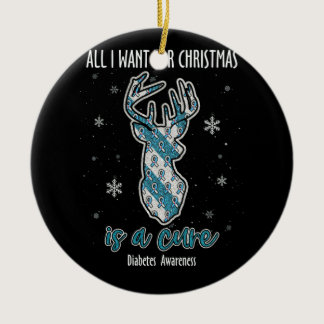 Christmas Is A Cure Diabetes Awareness Ceramic Ornament