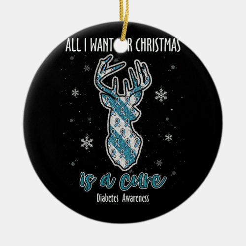 Christmas Is A Cure Diabetes Awareness Ceramic Ornament