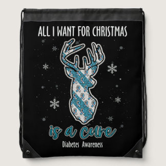 Christmas Is A Cure Diabetes Awareness Drawstring Bag