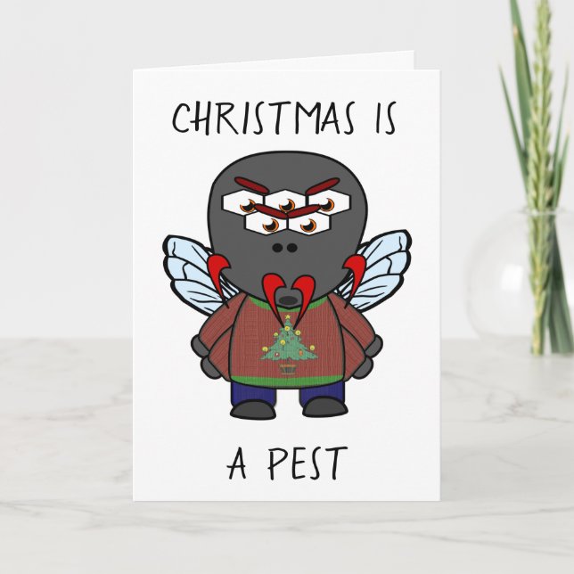 Christmas Is A Pest Housefly Holiday Card (Front)