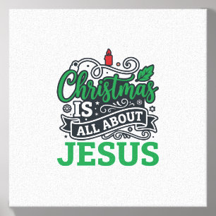 Christmas Is All About Jesus Design Canvas Photo Tile