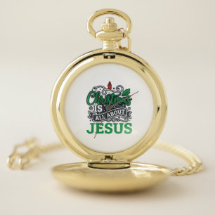 Christmas Is All About Jesus Design Pocket Watch