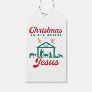 Christmas Is All About Jesus Nativity Scene Gift Tags