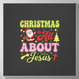 Christmas Is All About Jesus Retro Canvas Photo Tile