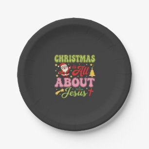 Christmas Is All About Jesus Retro Paper Plates