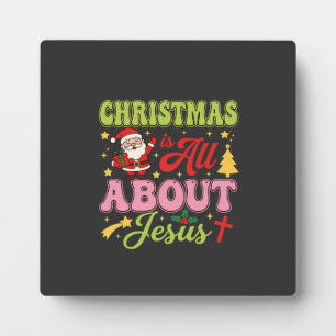 Christmas Is All About Jesus Retro Plaque