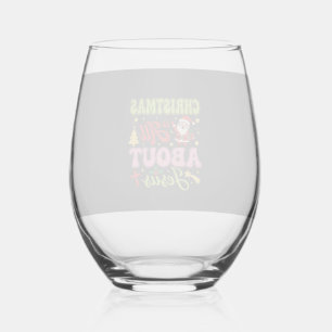 Christmas Is All About Jesus Retro Stemless Wine Glass
