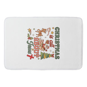 Christmas Is All About Jesus Santa Sleigh Reindeer Bath Mat