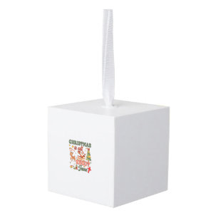 Christmas Is All About Jesus Santa Sleigh Reindeer Cube Ornament