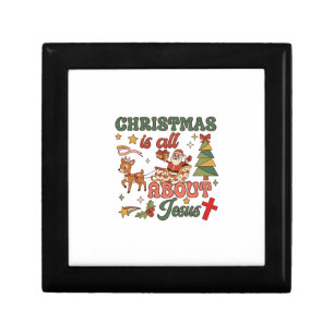 Christmas Is All About Jesus Santa Sleigh Reindeer Gift Box