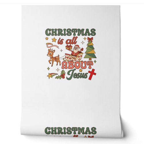Christmas Is All About Jesus Santa Sleigh Reindeer Wallpaper