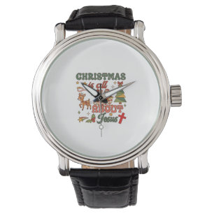 Christmas Is All About Jesus Santa Sleigh Reindeer Watch