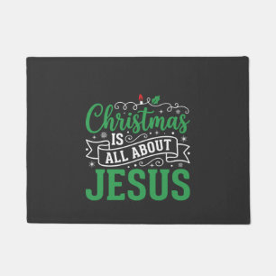 Christmas Is All About Jesus Typography Doormat