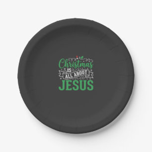Christmas Is All About Jesus Typography Paper Plates