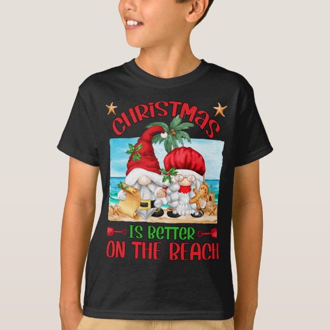 Christmas Is Better On The Beach With Funny Santa  T-Shirt (Front)