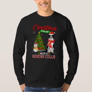 Christmas Is Better With A Border Collie Santa Hat T-Shirt