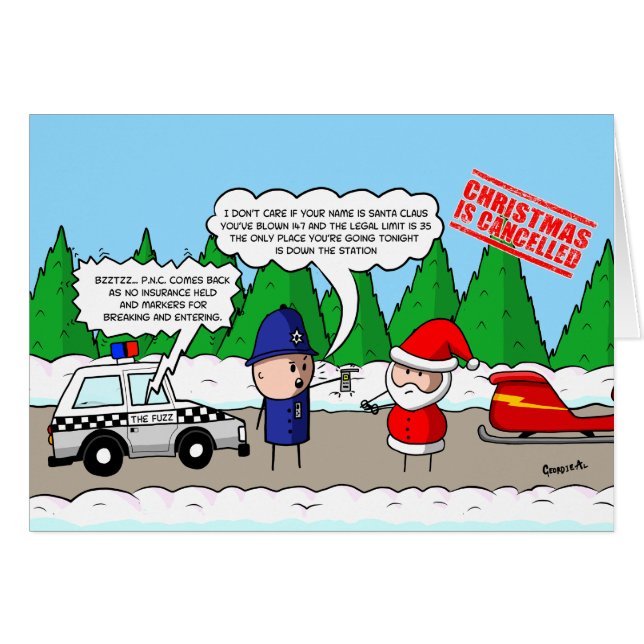 Christmas is Canceled - Santa blows over Cards (Front Horizontal)