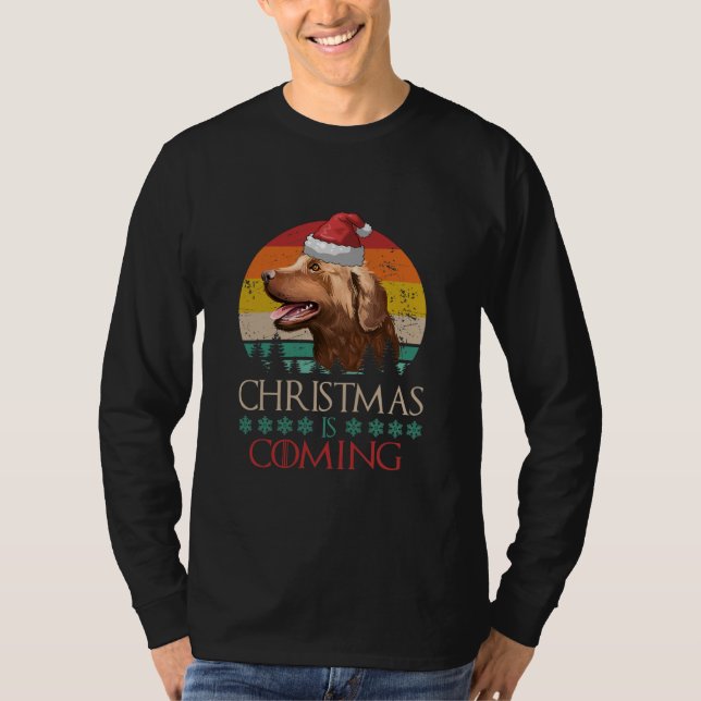 Christmas Is Coming Chesapeake Bay Retriever Dog T-Shirt (Front)