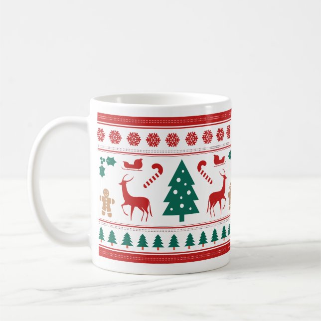 Christmas Is Coming, Christmas, Tree, Reindeer Coffee Mug (Left)