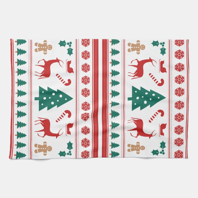 Christmas Is Coming, Christmas, Tree, Reindeer Kitchen Towel (Horizontal)