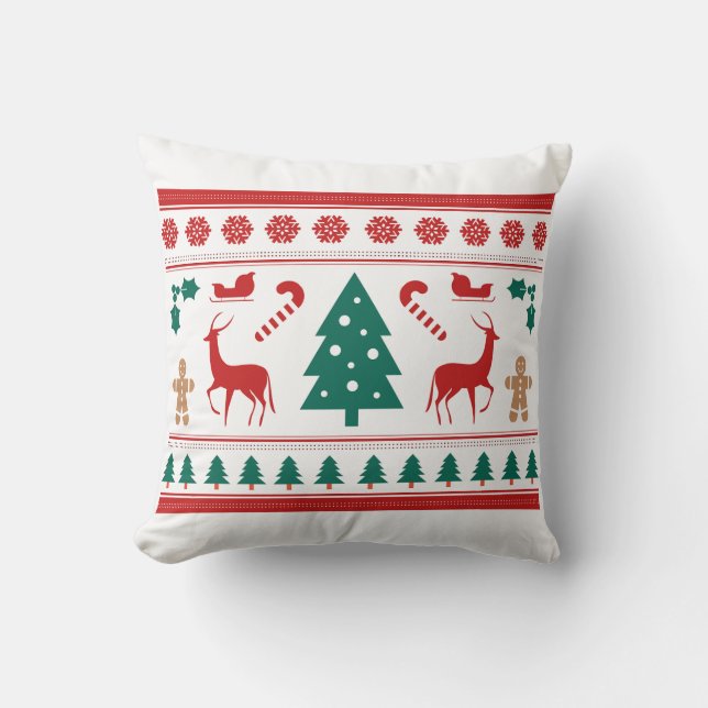 Christmas Is Coming, Christmas, Tree, Reindeer Throw Pillow (Front)