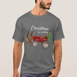 Christmas Is Coming Funny Farmer Santa Claus Tract T-Shirt