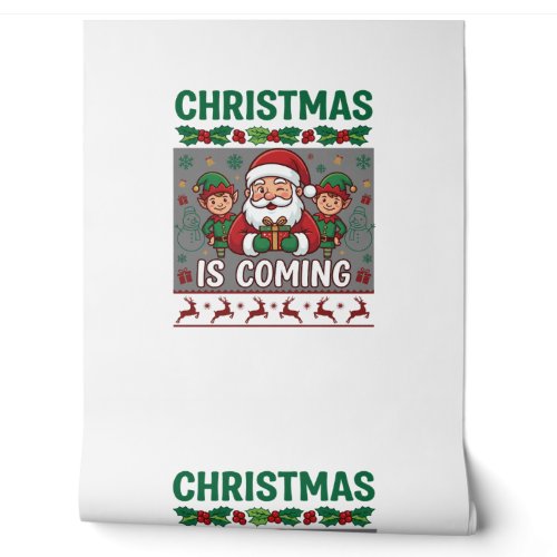 Christmas Is Coming Santa Claus Elves Reindeer Wallpaper