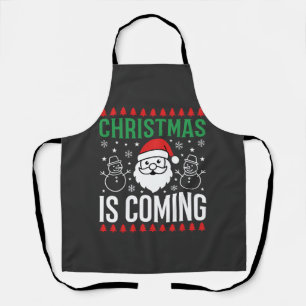 Christmas Is Coming Santa Snowman Apron