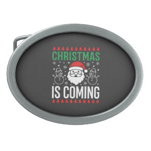 Christmas Is Coming Santa Snowman Belt Buckle
