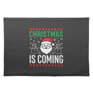 Christmas Is Coming Santa Snowman Cloth Placemat