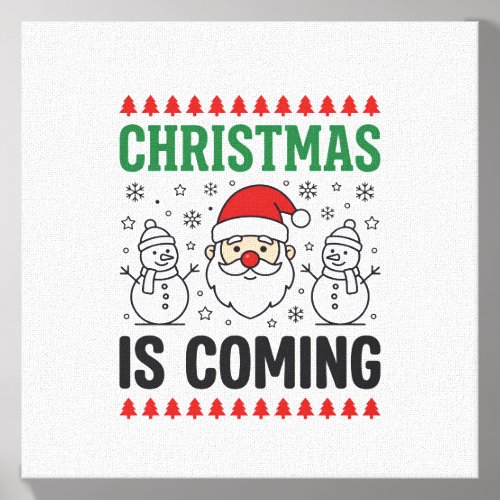Christmas Is Coming Santa Snowman Design Canvas Photo Tile