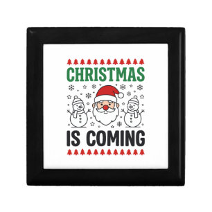 Christmas Is Coming Santa Snowman Design Gift Box
