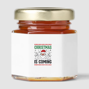 Christmas Is Coming Santa Snowman Design Honey Jar Favors