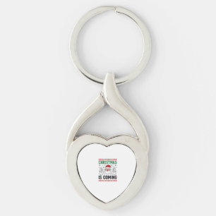 Christmas Is Coming Santa Snowman Design Keychain