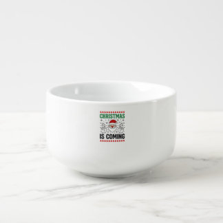 Christmas Is Coming Santa Snowman Design Soup Mug